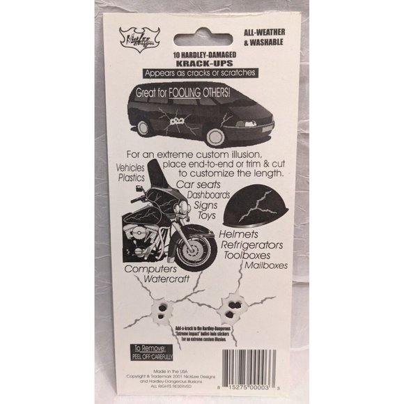 NWT Stickers Car Decals Krack Ups Scratches Hardly Dangerous Cracks  TY2K 2001 - Picture 2 of 10
